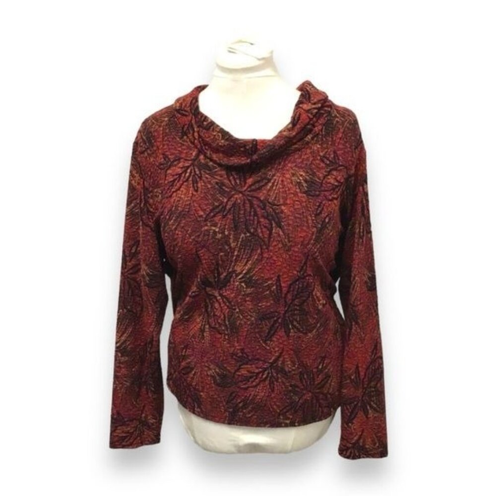 Carducci Vintage Women’s Long Sleeve Cowl Neck Sweater, Orange, size 3X